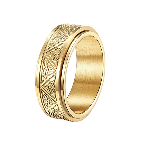 TQWSVUM 8 Mm Breiter Keltischer Knoten Spinner Ring Für Männer, Nordischer Wikinger Triquetra Knotenring Aus Edelstahl, Handgefertigter Drehbarer Irischer Knoten Versprechen Ring Amulett Schmuck TQWSVUM 8 Mm Breiter Keltischer Knoten Spinner Ring Für Männer, Nordischer Wikinger Triquetra Knotenring Aus Edelstahl, Handgefertigter Drehbarer Irischer Knoten Versprechen Ring Amulett Schmuck von TQWSVUM