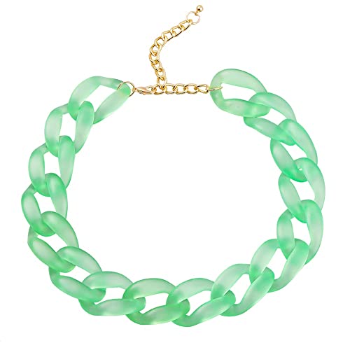 TQWSVUM Acryl Kubanische Gliederkette Halskette Für Frauen, Bunte Harzkette Dicker Chunky Choker, Metal Punk Übertriebene Mode Boho Geometric Statement Schmuck TQWSVUM Acryl Kubanische Gliederkette Halskette Für Frauen, Bunte Harzkette Dicker Chunky Choker, Metal Punk Übertriebene Mode Boho Geometric Statement Schmuck von TQWSVUM