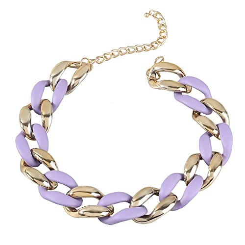 TQWSVUM Bunte Harz Acryl Chunky Chokers Für Frauen,Punk Mode Dicke Kubanische Gliederkette Halskette, Übertriebener Böhmischer Geometrischer Anhänger Statement Schmuck TQWSVUM Bunte Harz Acryl Chunky Chokers Für Frauen,Punk Mode Dicke Kubanische Gliederkette Halskette, Übertriebener Böhmischer Geometrischer Anhänger Statement Schmuck von TQWSVUM