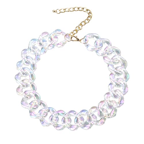 TQWSVUM Buntes Acryl Chunky Chain Choker Für Frauen,Übertriebene Kubanische Gliederketten Aus Kunststoffharz,Vintage Punk Statement Boho Modeschmuck Geschenk Für Mädchen TQWSVUM Buntes Acryl Chunky Chain Choker Für Frauen,Übertriebene Kubanische Gliederketten Aus Kunststoffharz,Vintage Punk Statement Boho Modeschmuck Geschenk Für Mädchen von TQWSVUM