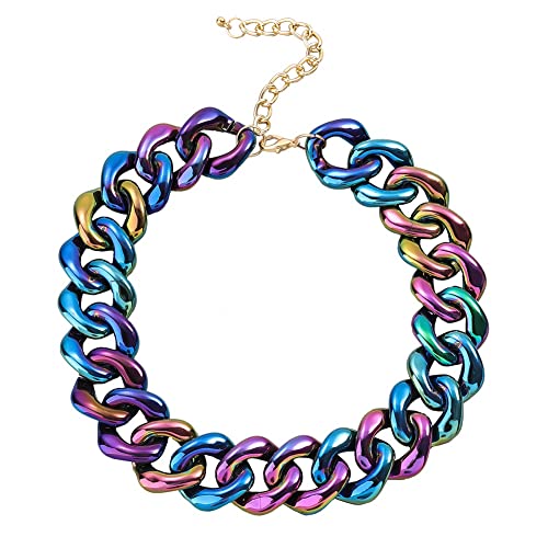 TQWSVUM Buntes Acryl Chunky Chain Choker Für Frauen,Übertriebene Kubanische Gliederketten Aus Kunststoffharz,Vintage Punk Statement Boho Modeschmuck Geschenk Für Mädchen TQWSVUM Buntes Acryl Chunky Chain Choker Für Frauen,Übertriebene Kubanische Gliederketten Aus Kunststoffharz,Vintage Punk Statement Boho Modeschmuck Geschenk Für Mädchen von TQWSVUM