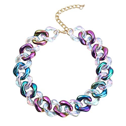 TQWSVUM Buntes Acryl Chunky Chain Choker Für Frauen,Übertriebene Kubanische Gliederketten Aus Kunststoffharz,Vintage Punk Statement Boho Modeschmuck Geschenk Für Mädchen TQWSVUM Buntes Acryl Chunky Chain Choker Für Frauen,Übertriebene Kubanische Gliederketten Aus Kunststoffharz,Vintage Punk Statement Boho Modeschmuck Geschenk Für Mädchen von TQWSVUM