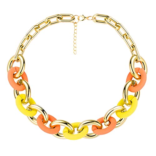 TQWSVUM Chunky Choker Aus Acrylharz,Statement Halskette Mit Kubanischen Gliederketten Aus Metall Für Damen, Punk Vintage Mode Übertrieben Verstellbare Schlüsselbeinkette Schmuck TQWSVUM Chunky Choker Aus Acrylharz,Statement Halskette Mit Kubanischen Gliederketten Aus Metall Für Damen, Punk Vintage Mode Übertrieben Verstellbare Schlüsselbeinkette Schmuck von TQWSVUM