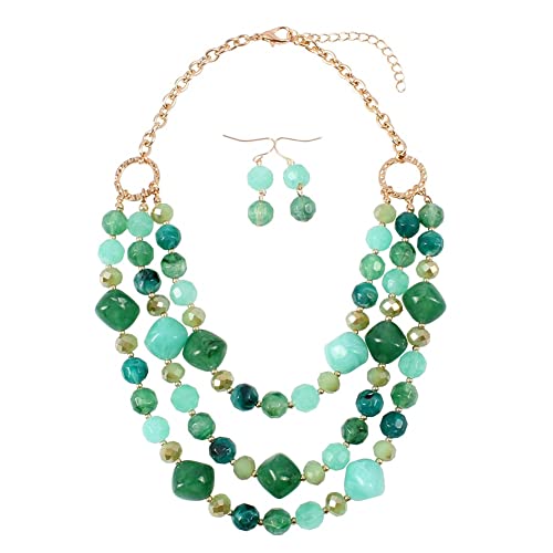 TQWSVUM Chunky Chokers Aus Mehrschichtigem Harz Für Frauen, Acrylperlen Anhänger Bohemian Halskette Ohrring Set,Vintage Verstellbare Pullover Schlüsselbein Kette Statement Schmuck TQWSVUM Chunky Chokers Aus Mehrschichtigem Harz Für Frauen, Acrylperlen Anhänger Bohemian Halskette Ohrring Set,Vintage Verstellbare Pullover Schlüsselbein Kette Statement Schmuck von TQWSVUM
