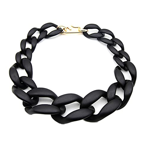 TQWSVUM Damen Acryl Chunky Resin Halskette, Vintage Bohemian Frosted Plastic Cuban Gliederkette Choker, Handmade Fashion Übertreibung Statement Kragen Schmuck Geschenk von TQWSVUM