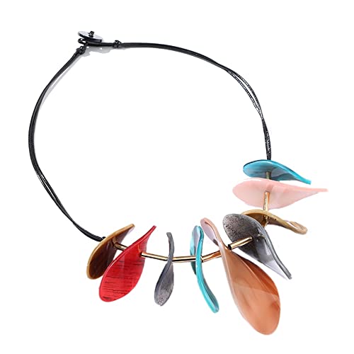 TQWSVUM Damen Bunte Acryl Chunky Harz Halskette - Vintage Bohemian Geometric Anhänger Kunststoff Choker - Handgemachte Mode Übertrieben Statement Kragen Schmuck Geschenk von TQWSVUM