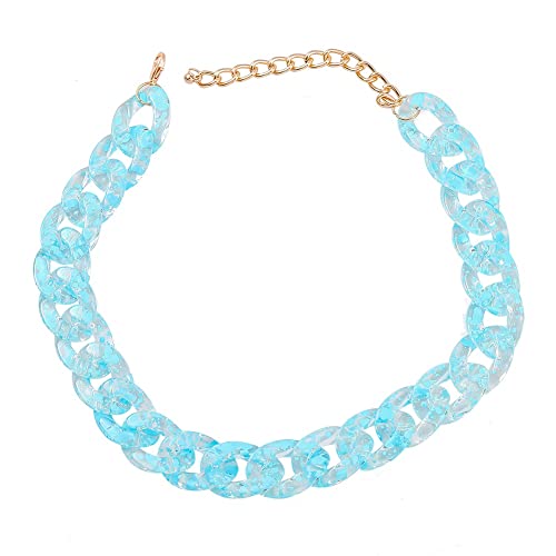 TQWSVUM Frauen Bunte Acryl Kubanische Gliederkette Choker, Metal Punk Kunststoff Dicke Harz Kette Chunky Halskette, Mode Sommer Strand Böhmische Schlüsselbein Kette TQWSVUM Frauen Bunte Acryl Kubanische Gliederkette Choker, Metal Punk Kunststoff Dicke Harz Kette Chunky Halskette, Mode Sommer Strand Böhmische Schlüsselbein Kette von TQWSVUM