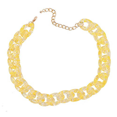 TQWSVUM Frauen Bunte Acryl Kubanische Gliederkette Choker, Metal Punk Kunststoff Dicke Harz Kette Chunky Halskette, Mode Sommer Strand Böhmische Schlüsselbein Kette TQWSVUM Frauen Bunte Acryl Kubanische Gliederkette Choker, Metal Punk Kunststoff Dicke Harz Kette Chunky Halskette, Mode Sommer Strand Böhmische Schlüsselbein Kette von TQWSVUM