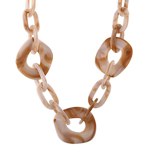 TQWSVUM Frauen Chunky Acrylharz Kettenglieder Halskette, Oval Geometrische Kunststoff Anhänger Kragen Choker, Statement Punk Boho Stil Party Schmuck Zubehör TQWSVUM Frauen Chunky Acrylharz Kettenglieder Halskette, Oval Geometrische Kunststoff Anhänger Kragen Choker, Statement Punk Boho Stil Party Schmuck Zubehör von TQWSVUM