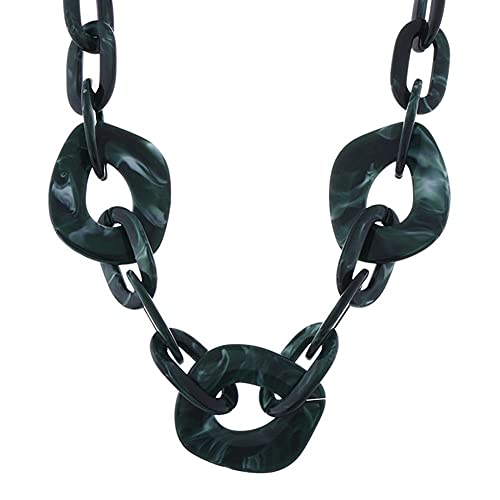 TQWSVUM Frauen Chunky Acrylharz Kettenglieder Halskette, Oval Geometrische Kunststoff Anhänger Kragen Choker, Statement Punk Boho Stil Party Schmuck Zubehör von TQWSVUM