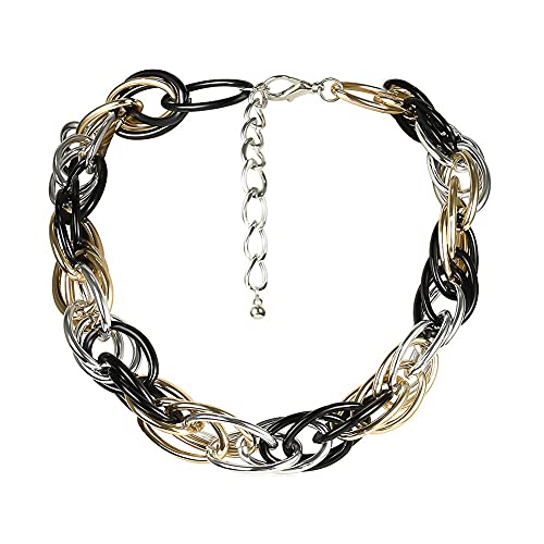 TQWSVUM Frauen Übertrieben Chunky Chain Choker Halskette, Hip Hop Metal Geometrische Schwere Dicke Große Glieder Schlüsselbeinkette, Fashion Charm Statement Weiblichen Punk Schmuck TQWSVUM Frauen Übertrieben Chunky Chain Choker Halskette, Hip Hop Metal Geometrische Schwere Dicke Große Glieder Schlüsselbeinkette, Fashion Charm Statement Weiblichen Punk Schmuck von TQWSVUM