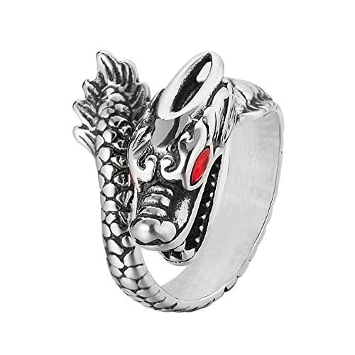 TQWSVUM Herren Frauen Wikinger Drachen Ring - Nordic Edelstahl Vintage Punk Drachenkopf Piraten Ring - Mode Ouroboros Tier Amulett Schmuck Geschenk TQWSVUM Herren Frauen Wikinger Drachen Ring - Nordic Edelstahl Vintage Punk Drachenkopf Piraten Ring - Mode Ouroboros Tier Amulett Schmuck Geschenk von TQWSVUM