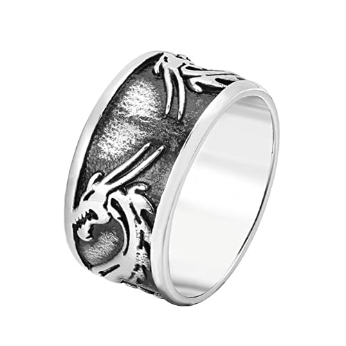TQWSVUM Herren Frauen Wikinger Drachen Ring - Nordic Edelstahl Vintage Punk Drachenkopf Piraten Ring - Mode Ouroboros Tier Amulett Schmuck Geschenk TQWSVUM Herren Frauen Wikinger Drachen Ring - Nordic Edelstahl Vintage Punk Drachenkopf Piraten Ring - Mode Ouroboros Tier Amulett Schmuck Geschenk von TQWSVUM