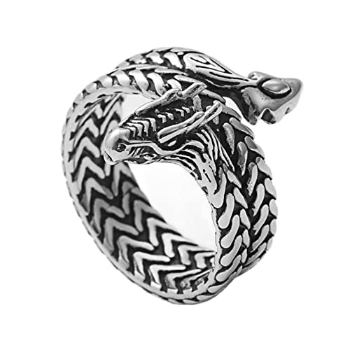 TQWSVUM Herren Frauen Wikinger Drachen Ring - Nordic Edelstahl Vintage Punk Drachenkopf Piraten Ring - Mode Ouroboros Tier Amulett Schmuck Geschenk TQWSVUM Herren Frauen Wikinger Drachen Ring - Nordic Edelstahl Vintage Punk Drachenkopf Piraten Ring - Mode Ouroboros Tier Amulett Schmuck Geschenk von TQWSVUM