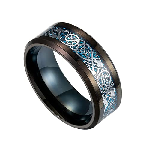 TQWSVUM Herren Frauen keltischer Drache Wikinger Ring - 8MM Edelstahl Tier Amulett Ring Band - Nordic Pirat handgemachter polierter Schmuck TQWSVUM Herren Frauen keltischer Drache Wikinger Ring - 8MM Edelstahl Tier Amulett Ring Band - Nordic Pirat handgemachter polierter Schmuck von TQWSVUM
