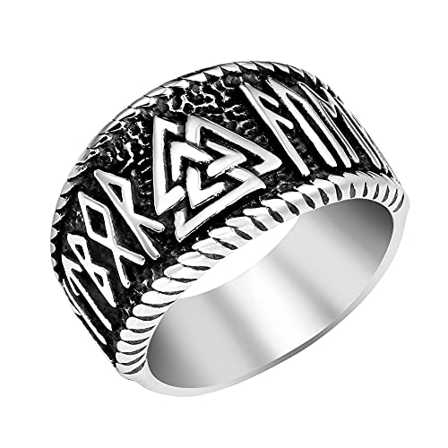 TQWSVUM Herren Wikinger Odin Symbol Ring, Nordischer Edelstahl Valknut Krieger Ring, Frauen Ältere Futhark Ehering Amulett Skandinavischer Schmuck TQWSVUM Herren Wikinger Odin Symbol Ring, Nordischer Edelstahl Valknut Krieger Ring, Frauen Ältere Futhark Ehering Amulett Skandinavischer Schmuck von TQWSVUM