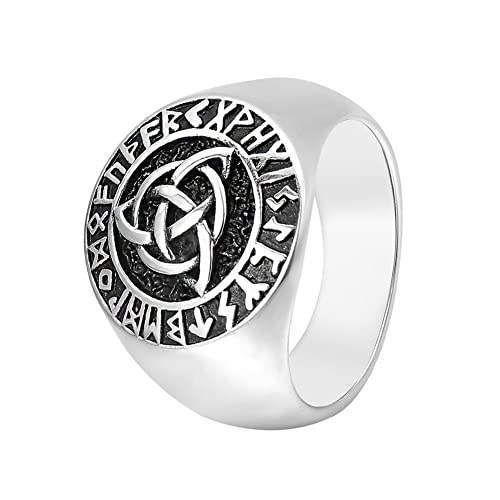TQWSVUM Männer Frauen Wikinger Keltischer Knoten Ring – Nordischer Triquetra Knoten Edelstahl Piratenring – Handgefertigter Mode Hip Hop Irischer Knoten Amulett Schmuck Geburtstagsgeschenk von TQWSVUM
