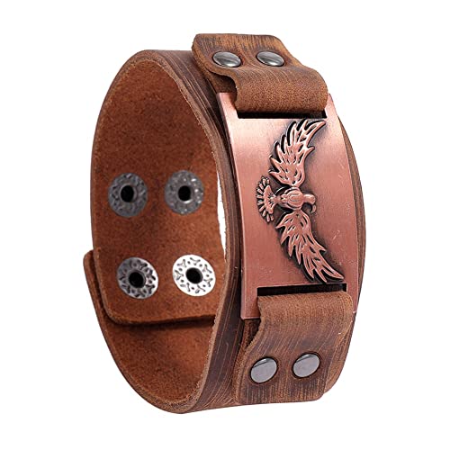 TQWSVUM Männer Frauen Wikinger Odins Raben Armband – Nordisches Krähen Breites Lederarmband – Nordische Mythologie Tieramulett Mode Gothic Pagan Schmuck Geschenk von TQWSVUM