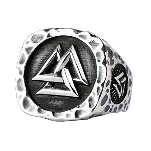 TQWSVUM Männer Viking Valknut Edelstahlring, Nordischer Mythos Odin Dreieck Symbol Ring, Unisex Vintage Mittelalter Kompass Vegvisir Heidnischen Amulett Schmuck Größe 8-13 TQWSVUM Männer Viking Valknut Edelstahlring, Nordischer Mythos Odin Dreieck Symbol Ring, Unisex Vintage Mittelalter Kompass Vegvisir Heidnischen Amulett Schmuck Größe 8-13 von TQWSVUM