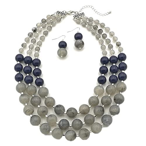 TQWSVUM Mehrschichtige Harzperlen Anhänger Halskette Für Frauen, Vintage Acryl Chunky Choker Ohrringe Set, Mode Handgefertigter Böhmischer Brauthochzeitsschmuck TQWSVUM Mehrschichtige Harzperlen Anhänger Halskette Für Frauen, Vintage Acryl Chunky Choker Ohrringe Set, Mode Handgefertigter Böhmischer Brauthochzeitsschmuck von TQWSVUM
