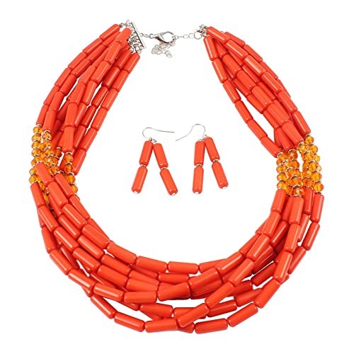 TQWSVUM Mehrschichtige Latzperlen Choker Für Frauen,böhmische Harzperlen Anhänger Halskette Ohrring Set, Acryl Chunky Vintage Fashion Party Hochzeit Statement Schmuck TQWSVUM Mehrschichtige Latzperlen Choker Für Frauen,böhmische Harzperlen Anhänger Halskette Ohrring Set, Acryl Chunky Vintage Fashion Party Hochzeit Statement Schmuck von TQWSVUM