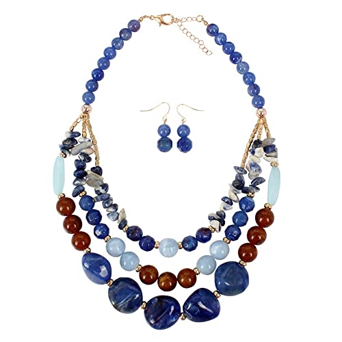 TQWSVUM Mehrschichtige Latzperlen Halskette Für Frauen, Harzperlen Anhänger Acryl Chunky Choker Ohrringe Set, Handgefertigter Böhmischer Vintage Brauthochzeitsschmuck TQWSVUM Mehrschichtige Latzperlen Halskette Für Frauen, Harzperlen Anhänger Acryl Chunky Choker Ohrringe Set, Handgefertigter Böhmischer Vintage Brauthochzeitsschmuck von TQWSVUM