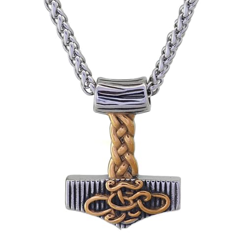 TQWSVUM Mjölnir Halskette Für Herren – Wikinger Keltischer Knoten Thor'shammer Anhänger – Nordische Mythologie Vintage Edelstahl Odin Amulett Mode Schlüsselbeinkette von TQWSVUM