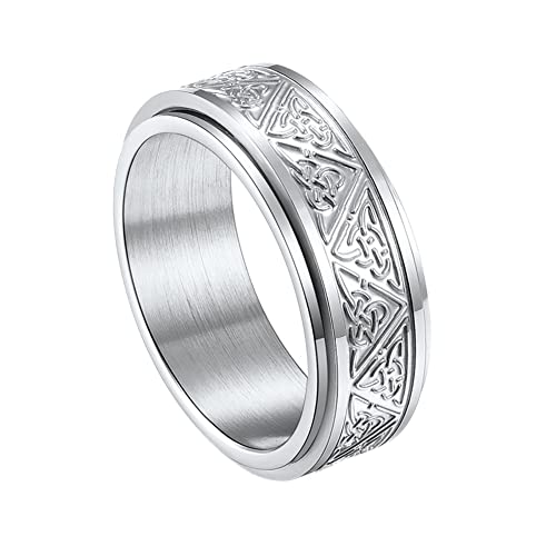 TQWSVUM Nordic Celtic Knot Spinner Ring Für Frauen Männer - Viking Triquetra Knoten Drehbar 8MM Edelstahlring - Street Hip Hop Ehering Irischer Schmuck TQWSVUM Nordic Celtic Knot Spinner Ring Für Frauen Männer - Viking Triquetra Knoten Drehbar 8MM Edelstahlring - Street Hip Hop Ehering Irischer Schmuck von TQWSVUM