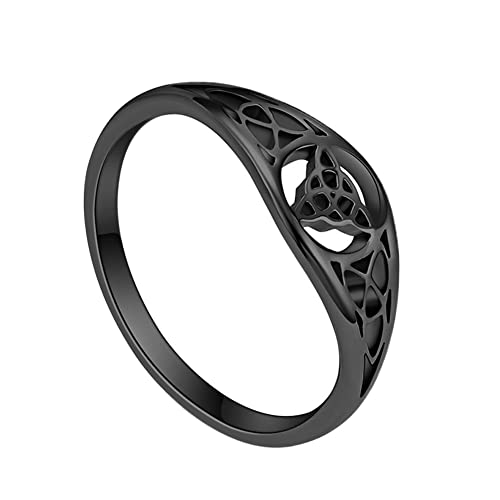TQWSVUM Nordic Celtic Triquetra Knot Ring - Männer Frauen Edelstahl Irish Knot Promise Ring - handgemachter Wikinger keltischer Dreifaltigkeitsknoten Hollow Out Schmuck von TQWSVUM