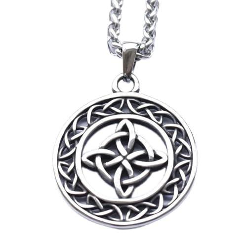 TQWSVUM Nordic Viking Celtic Triquetra Knoten Halskette Für Männer Frauen -Handgefertigter Hohler Edelstahl Dreifaltigkeitsknoten Anhänger - Mode Punk Rock Hip Hop Irischer Charme Schmuck von TQWSVUM