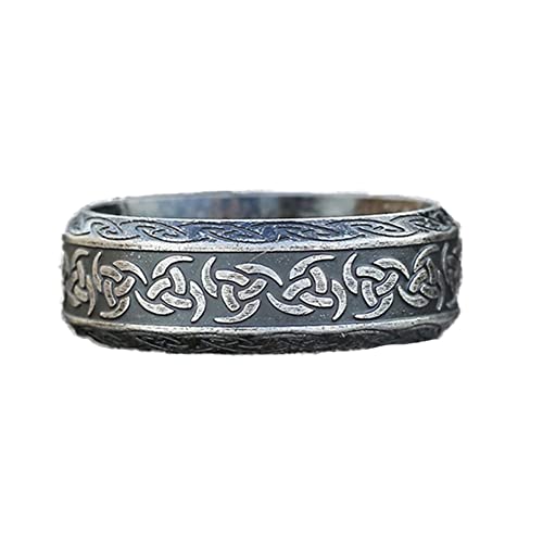 TQWSVUM Nordic Viking Odin Triple Horn Circle Ring - Herren Damen 8MM Edelstahl Piraten Amulett Ring - Handgemachter Polierter Mode Vintage Pagan Schmuck von TQWSVUM