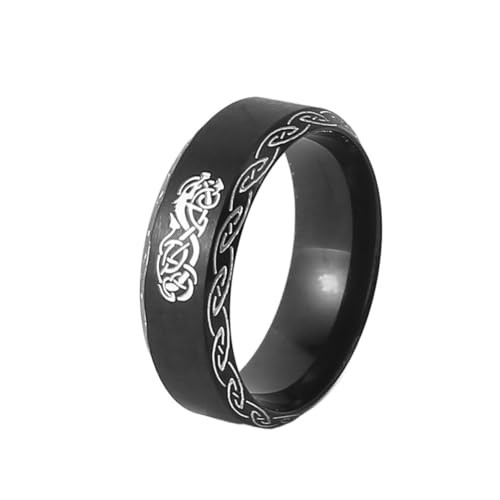 TQWSVUM Nordischer Drachen Ring – Herren Wikinger Keltischer Drache Amulett Ring – 8 Mm Edelstahl Cool Punk Tier Pirat Ehering Ring Heidnischer Schmuck von TQWSVUM
