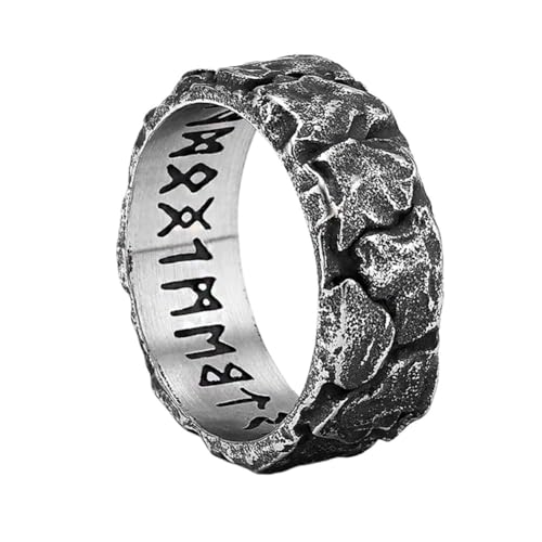 TQWSVUM Nordischer Futhark Ring – Männer Frauen Piraten Edelstahl Band Ring – Mode Vintage Paar Dating Wikinger Amulett Ring Schmuck Geburtstagsgeschenk von TQWSVUM