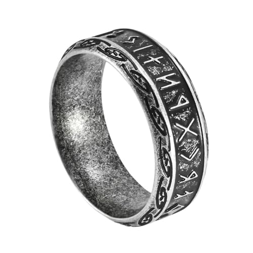 TQWSVUM Nordischer Wikinger Ring mit keltischem Knoten für Männer und Frauen –8 mm breiter Edelstahlring –Handgefertigter mittelalterlicher polierter Vintage Ehering Verlobungsschmuck(Vintage_07) von TQWSVUM