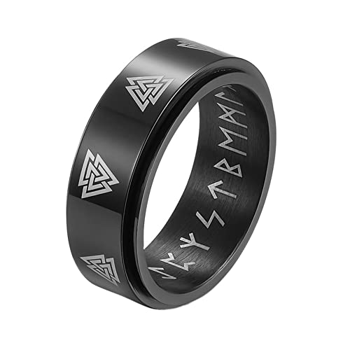 TQWSVUM Nordischer Wikinger Valknut Symbol Ring, 8mm Edelstahl Odin Spinner Ring, Vintage Pirat Männer Frauen Drehbare Band Ring Skandinavischen Schmuck TQWSVUM Nordischer Wikinger Valknut Symbol Ring, 8mm Edelstahl Odin Spinner Ring, Vintage Pirat Männer Frauen Drehbare Band Ring Skandinavischen Schmuck von TQWSVUM