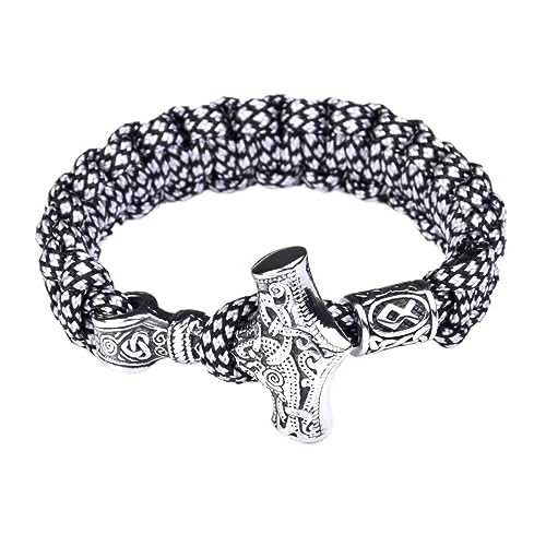 TQWSVUM Nordisches Wikinger Thor Mjolnir Hammer Camouflage Paracord Armband, Die Hörner von Odin, Vegvisir, Valknut, Helm der Ehrfurcht(05_19CM) von TQWSVUM