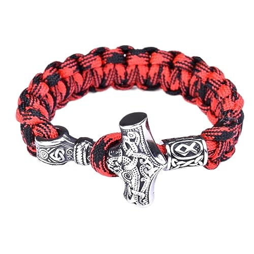 TQWSVUM Nordisches Wikinger Thor Mjolnir Hammer Camouflage Paracord Armband, Die Hörner von Odin, Vegvisir, Valknut, Helm der Ehrfurcht(04_23CM) von TQWSVUM