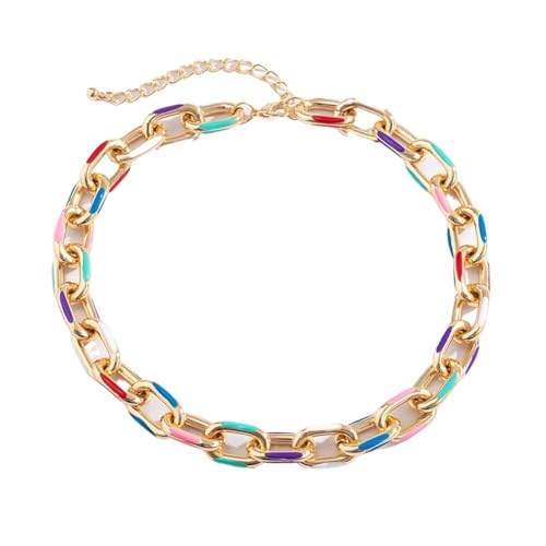 TQWSVUM Schwere Kubanische Chunky Chain Choker Halskette Für Damen, Geometrisch Übertriebene Dicke Große Glieder Schlüsselbeinkette, Bunter Punk Gothic Metal Collar Statement Schmuck TQWSVUM Schwere Kubanische Chunky Chain Choker Halskette Für Damen, Geometrisch Übertriebene Dicke Große Glieder Schlüsselbeinkette, Bunter Punk Gothic Metal Collar Statement Schmuck von TQWSVUM