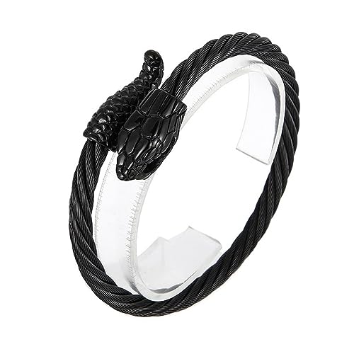 TQWSVUM Snake Heads Armreif Für Herren - Nordic Viking Edelstahl Verstellbare Schlangenköpfe Twisted Cuff Armband - Handgemachter Vintage Punk Tier Amulett Gothic Armreif Schmuck TQWSVUM Snake Heads Armreif Für Herren - Nordic Viking Edelstahl Verstellbare Schlangenköpfe Twisted Cuff Armband - Handgemachter Vintage Punk Tier Amulett Gothic Armreif Schmuck von TQWSVUM