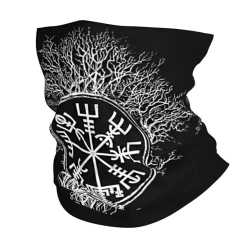 TQWSVUM Unisex Wikinger Vegvisir Baum des Lebens Grafik Tube Hals Gesichtsmaske - Nordic Vintage Kompass Yggdrasil Bedruckter Schal Halstuch - Winter Kopfbedeckung Bandana Für Outdoor Radfahren von TQWSVUM