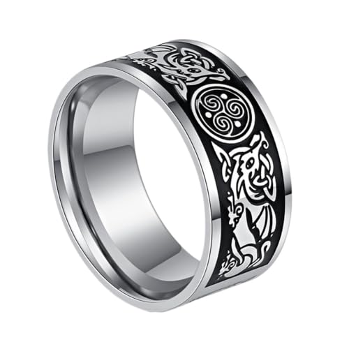 Viking Celtic Triskele Triple Spiral Ring Für Männer Frauen - Nordic Celtic Triquetra Knot Edelstahlring - Handgemachte Mode Hip Hop Statement Ehering Schmuck(Silver_10) von TQWSVUM