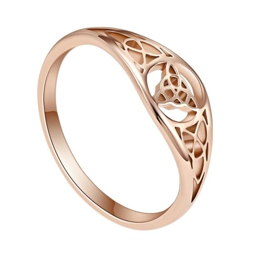 TQWSVUM Viking Dreieck Knoten Ring - Männer Frauen Celtic Triquetra Knot Hollow Out Edelstahlring - Handgefertigter Irischer Knoten Ehering Verlobung Nordisches Amulett Schmuck(Rose Gold_09) von TQWSVUM