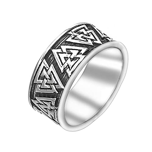 TQWSVUM Viking Valknut Edelstahlring Für Männer, Nordischer Odin Dreieck Symbol Amulett Ring,Handgemachter Mittelalterlicher Charme Punk Hip Hop Freund Biker Schmuck TQWSVUM Viking Valknut Edelstahlring Für Männer, Nordischer Odin Dreieck Symbol Amulett Ring,Handgemachter Mittelalterlicher Charme Punk Hip Hop Freund Biker Schmuck von TQWSVUM