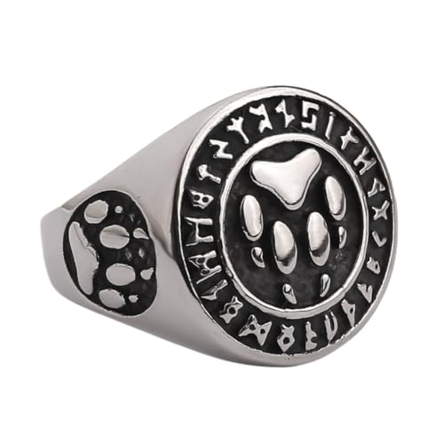 TQWSVUM Wikinger Bär Klauen Ring Für Männer - Handgefertigter Edelstahl Wolf Tatze Tier Fingerring - Nordic Vintage Cool Punk Hip Hop Gothic Amulett Schutzschmuck(09) von TQWSVUM