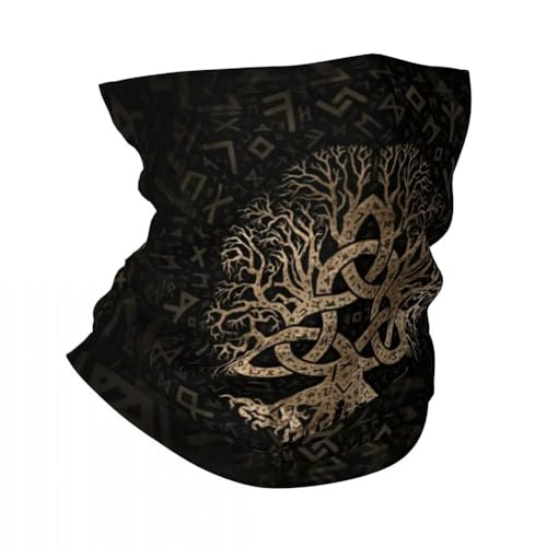 TQWSVUM Wikinger Baum des Lebens Gedrucktes Bandana - Nordisch Keltisch Triquetra Knoten Grafik Halsmanschette -Vintage Multi Kopfbedeckung Atmungsaktiv Angeln Wandern Laufen Radfahren Für Männer von TQWSVUM