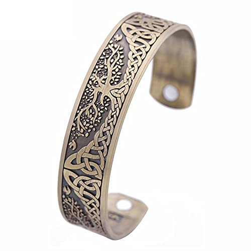 TQWSVUM Wikinger Baum des Lebens Yggdrasil Manschette Armreif, Männer Celtic Knot Verstellbares Offenes Armband, Nordic Norway Vintage Gothic Style Heidnischen Amulett Schmuck von TQWSVUM