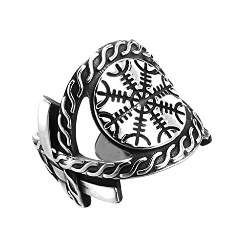 TQWSVUM Wikinger Helm Der Ehrfurcht Edelstahl Ring, Nordische Aegishjalmur Symbol Offener Ring, Handgemachte Polierte Mode Vintage Schmuck for Männer Frauen TQWSVUM Wikinger Helm Der Ehrfurcht Edelstahl Ring, Nordische Aegishjalmur Symbol Offener Ring, Handgemachte Polierte Mode Vintage Schmuck for Männer Frauen von TQWSVUM