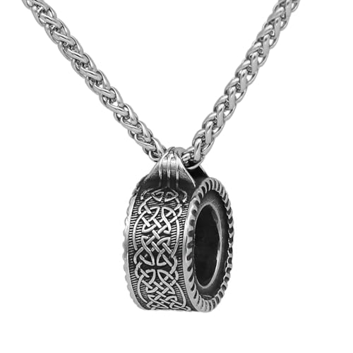 TQWSVUM Wikinger Keltische Halsketten Mit Knotenanhänger Für Männer -Nordisches Handgefertigtes Edelstahl Vintage Irish Knot Amulett -Charm Pagan Schmuck Geschenk Für Vater Ehemann Sohn von TQWSVUM