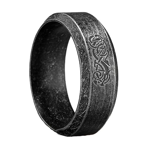 TQWSVUM Wikinger Keltischer Drachenring Für Männer Frauen - Nordische Mythologie Vintage Drachenring - Paare Edelstahl Tier Amulett Ehering Piratenring Statement Schmuck(Black_10) von TQWSVUM