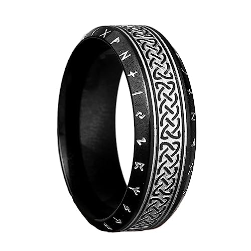 TQWSVUM Wikinger Keltischer Knoten Runen Ring - 8MM Futhark Runen Bandring Aus Edelstahl - Nordic 24 Rune Buchstabe Irischer Knoten Amulett Ring Schmuck Für Männer Frauen Jungen Größe 7-13 TQWSVUM Wikinger Keltischer Knoten Runen Ring - 8MM Futhark Runen Bandring Aus Edelstahl - Nordic 24 Rune Buchstabe Irischer Knoten Amulett Ring Schmuck Für Männer Frauen Jungen Größe 7-13 von TQWSVUM